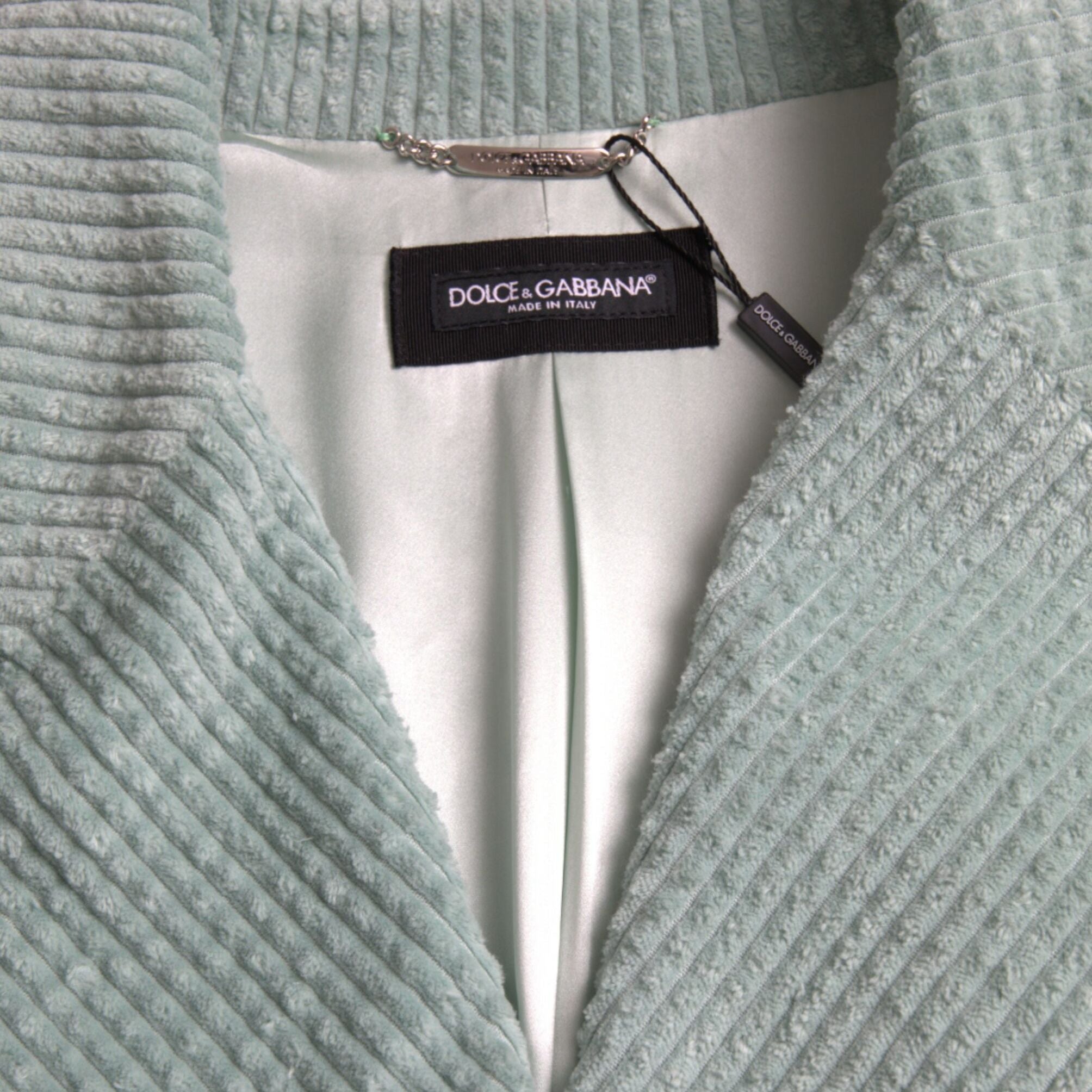 Dolce & Gabbana Blue Double Breasted Corduroy Cotton Jacket