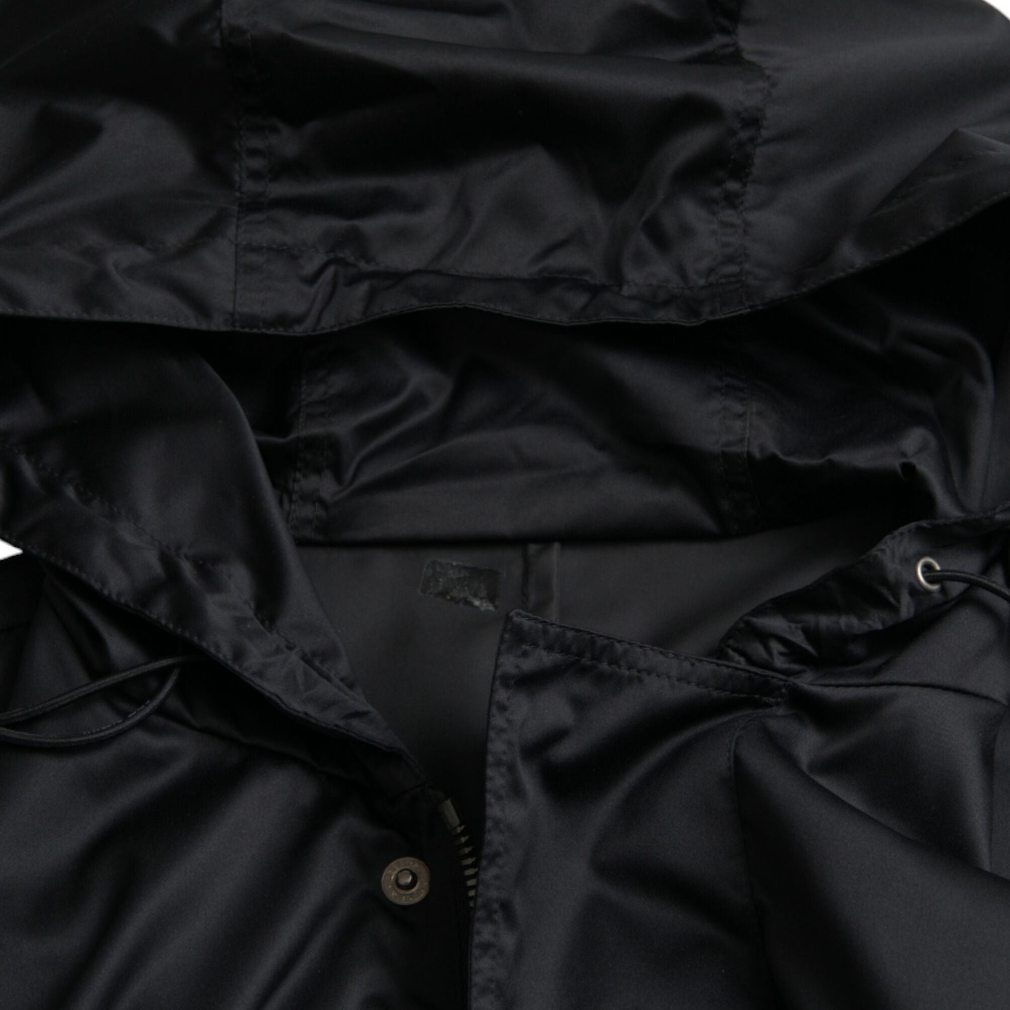 Dolce & Gabbana Black Polyester Hooded Long Windbreaker Jacket
