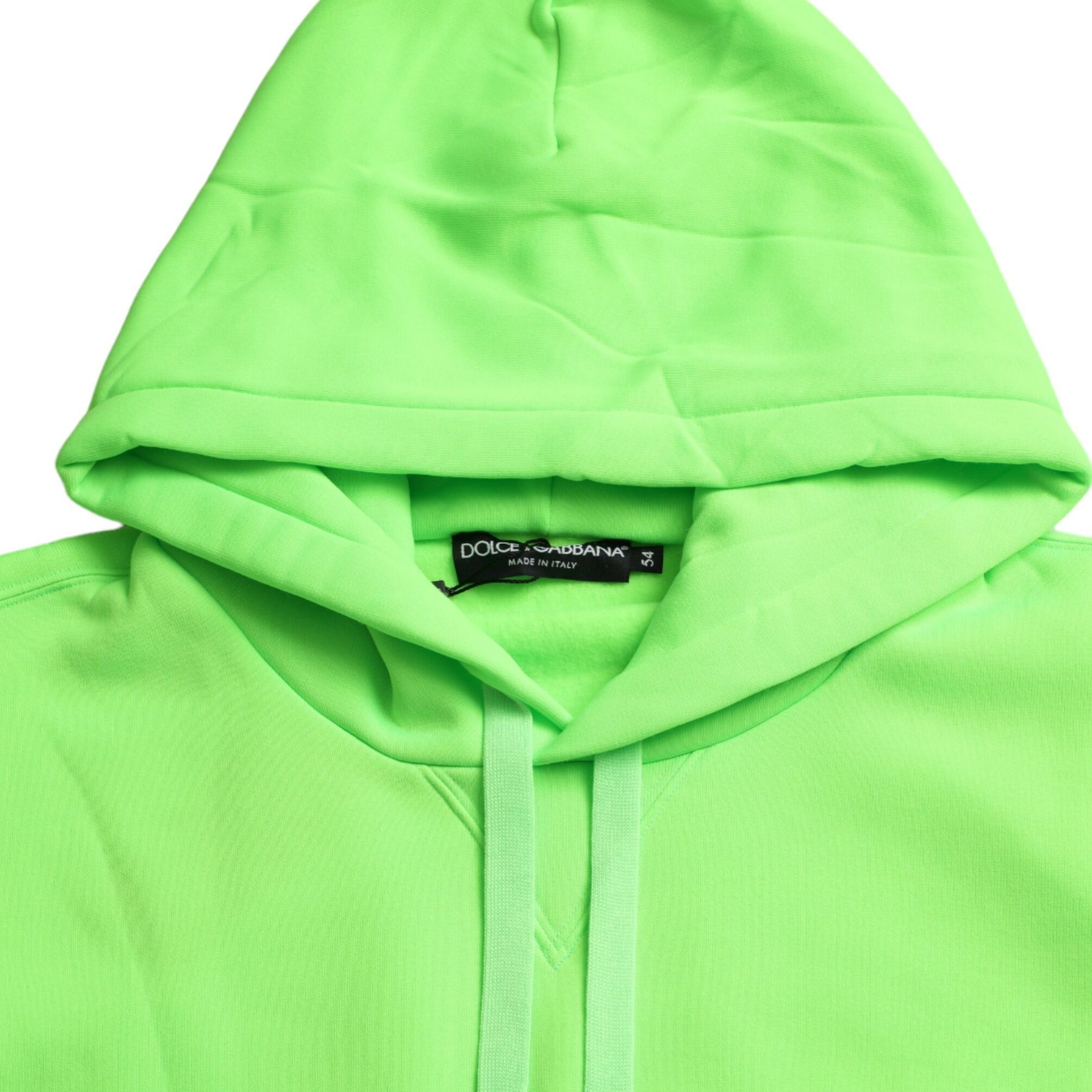 Dolce & Gabbana Neon Green Hooded Top Pullover Sweater