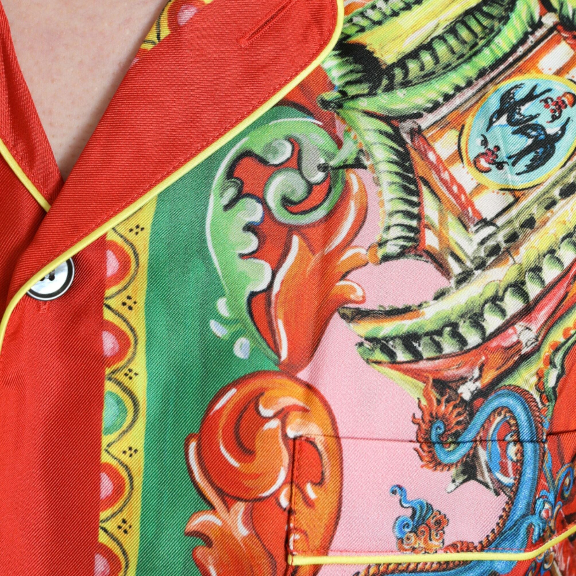 Dolce & Gabbana Multicolor Patterned Button Down Casual Shirt