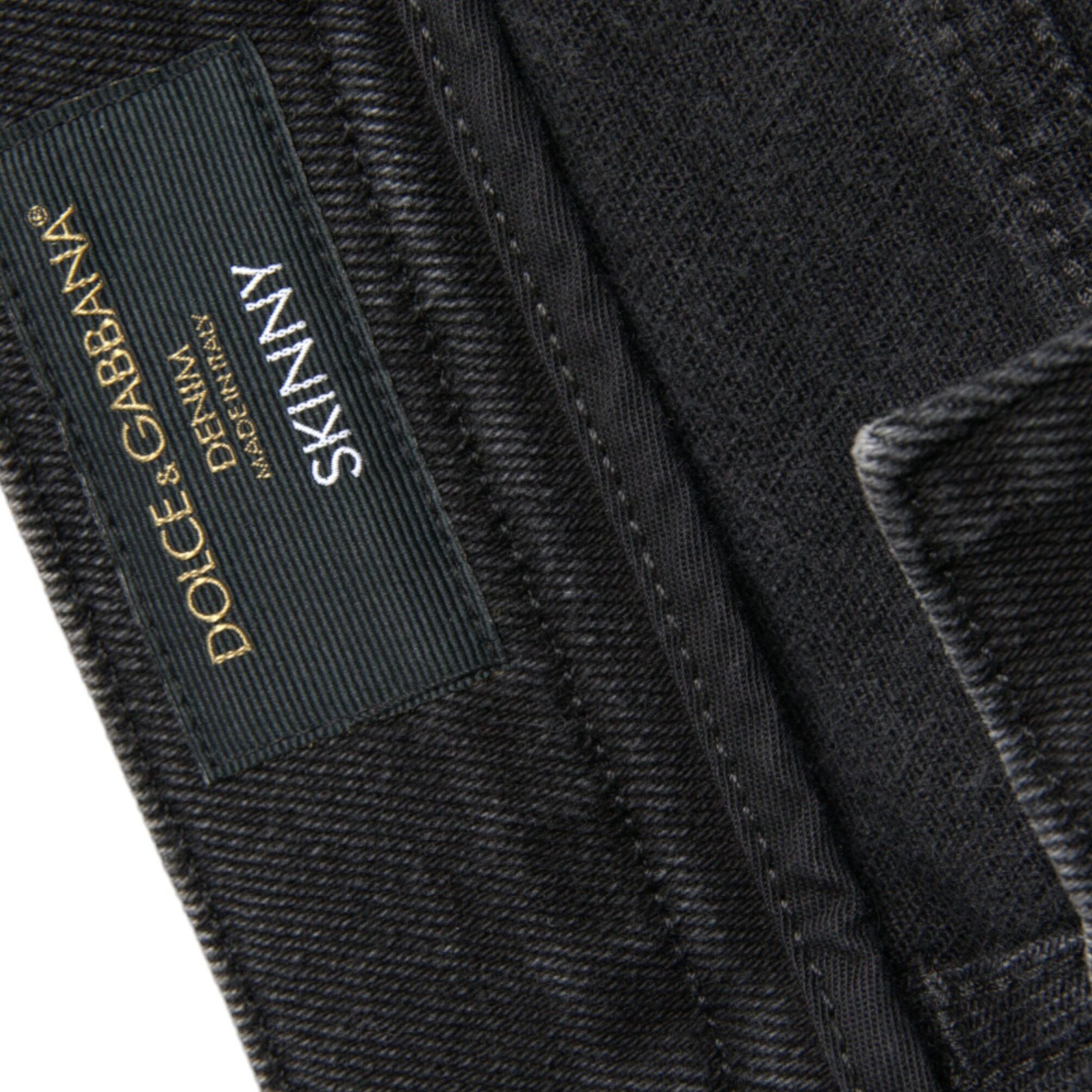 Dolce & Gabbana Gray Cotton Stretch Skinny Denim Logo Jeans