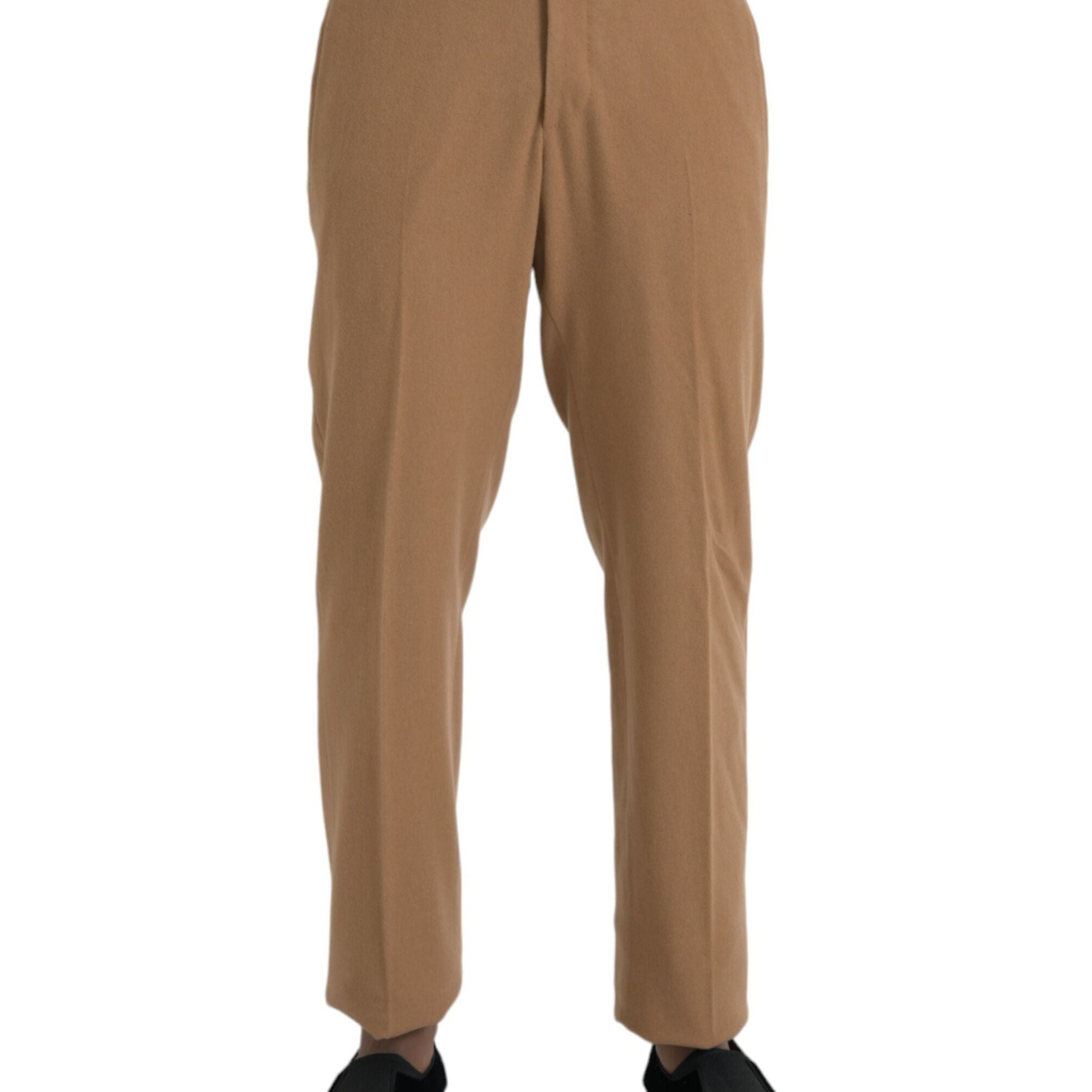 Prada Beige Cashmere Men Straight Fit Dress Pants