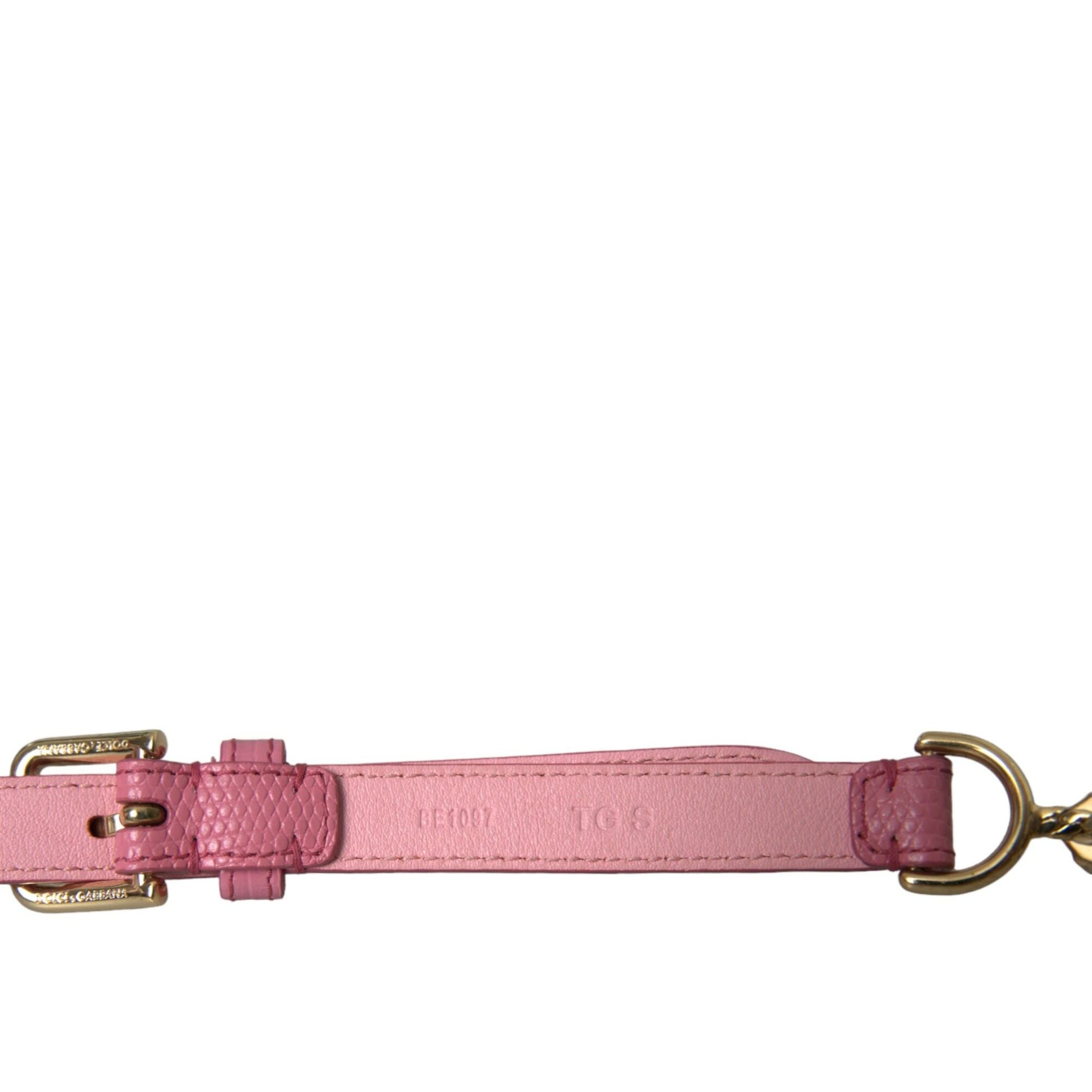 Dolce & Gabbana Pink Leather Crystal Chain Embellished Belt
