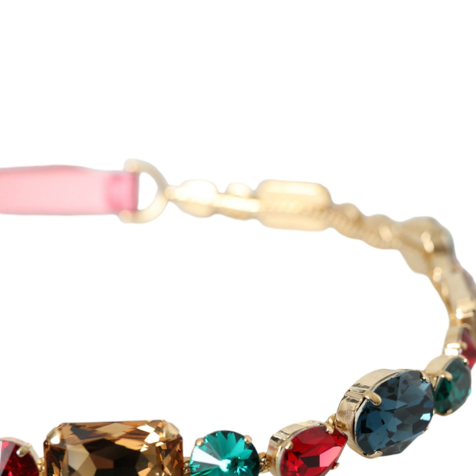 Dolce & Gabbana Pink Leather Crystal Chain Embellished Belt