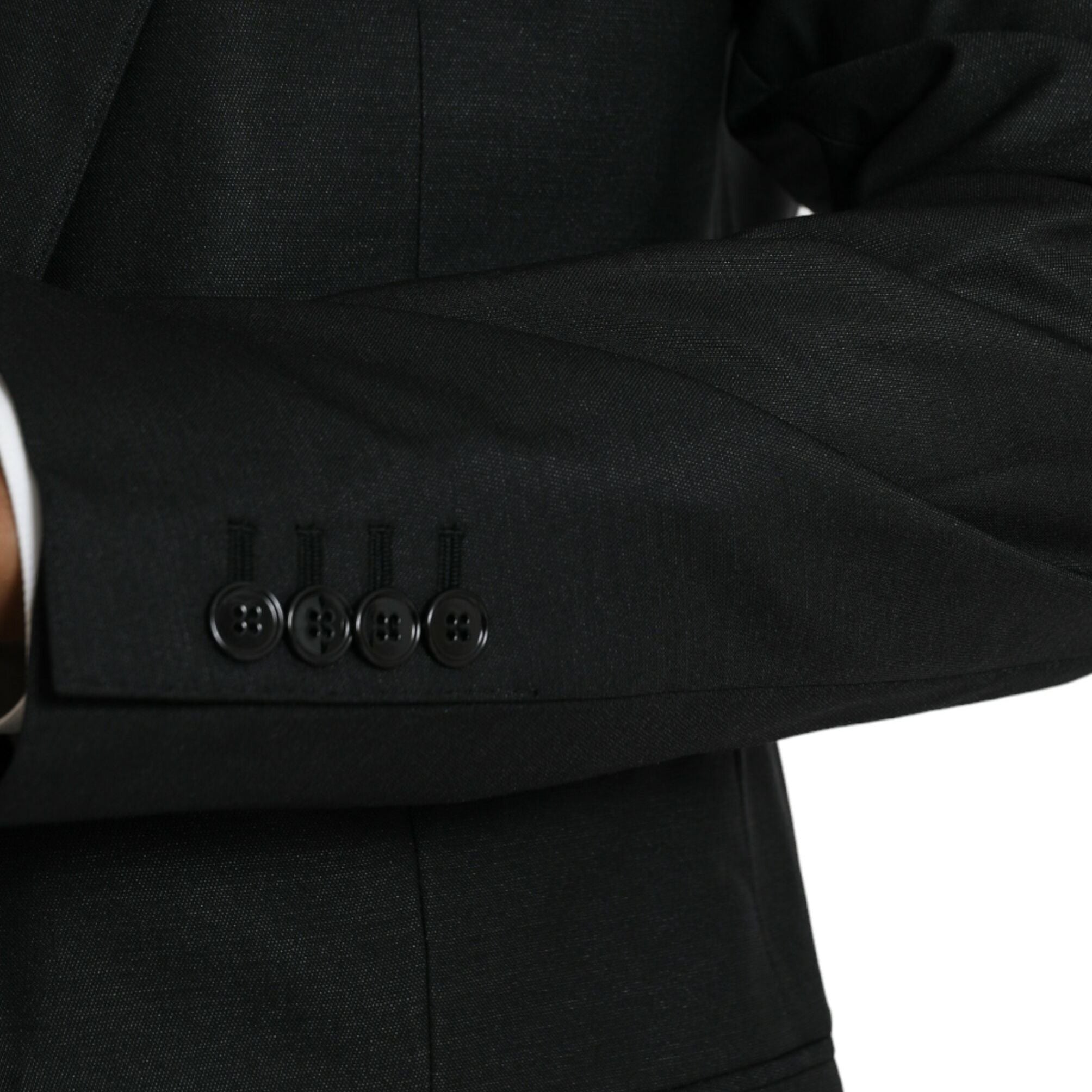 Dolce & Gabbana Black Wool Notch SingleBreasted Coat Blazer