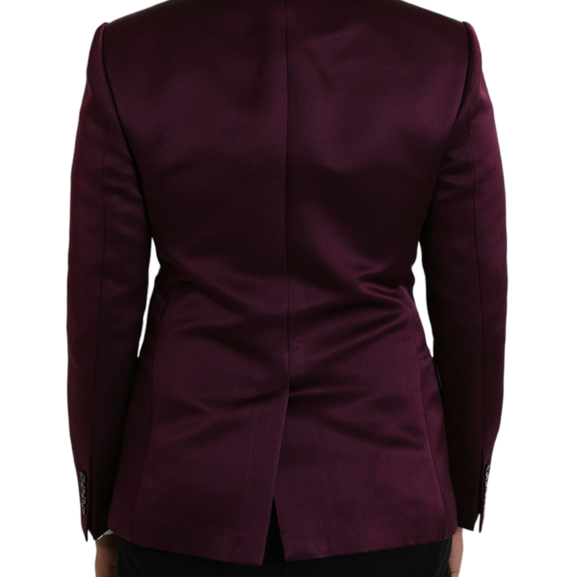 Dolce & Gabbana Maroon Silk Single Breasted Coat Blazer