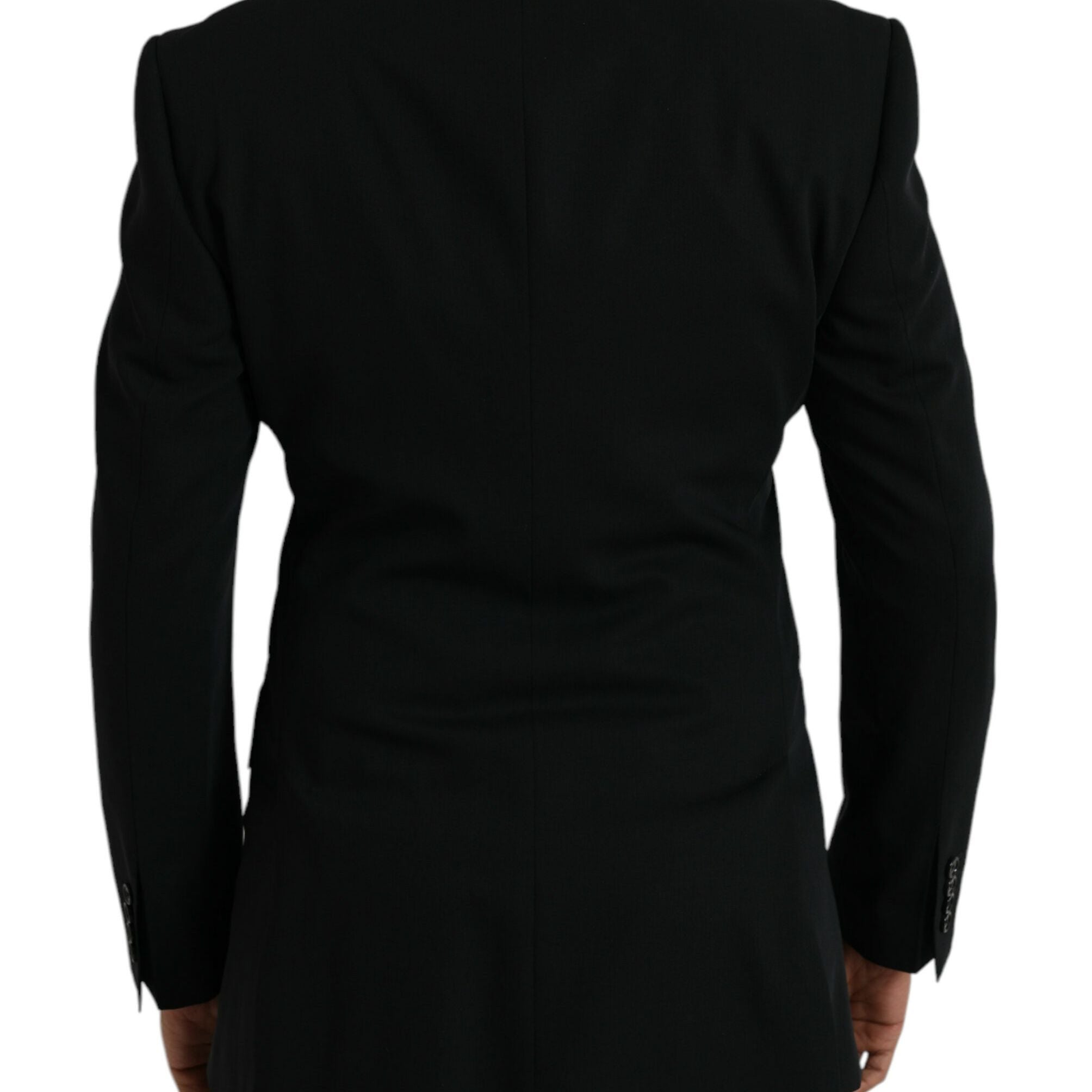 Dolce & Gabbana Black Wool Peak Single Breasted Coat Blazer
