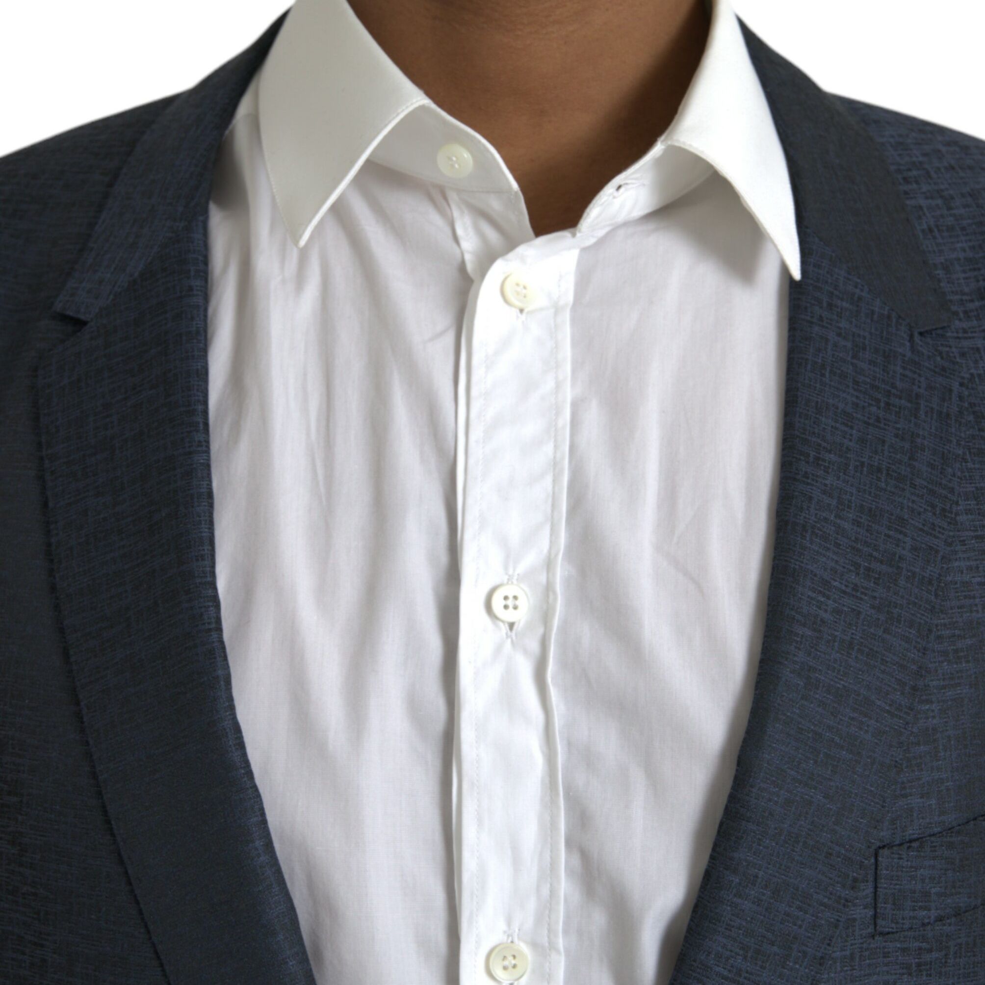 Dolce & Gabbana Blue Wool GOLD Single Breasted Coat Blazer