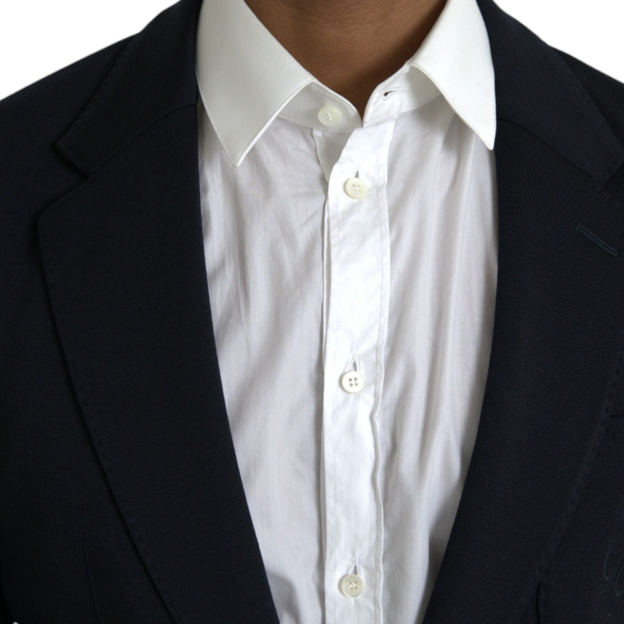 Dolce & Gabbana Black Wool Notch Single Breasted Coat Blazer