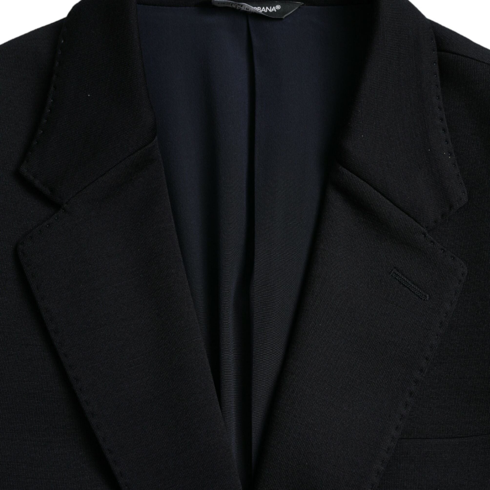 Dolce & Gabbana Black Wool Notch Single Breasted Coat Blazer