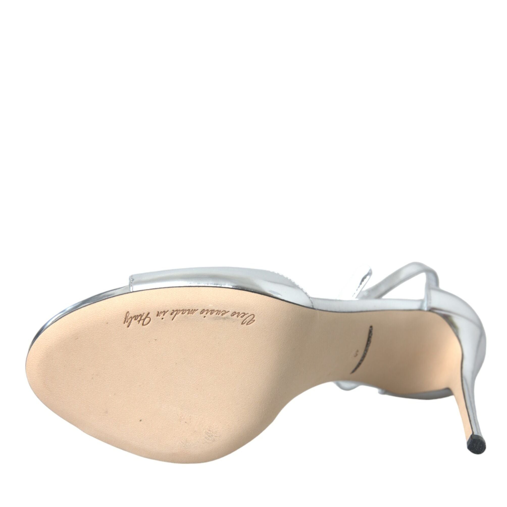 Dolce & Gabbana Silver KEIRA Leather Heels Sandals Shoes