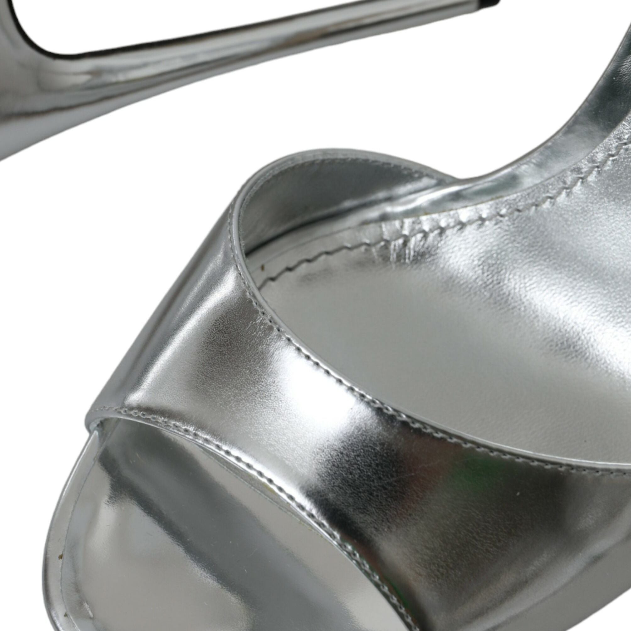 Dolce & Gabbana Silver KEIRA Leather Heels Sandals Shoes
