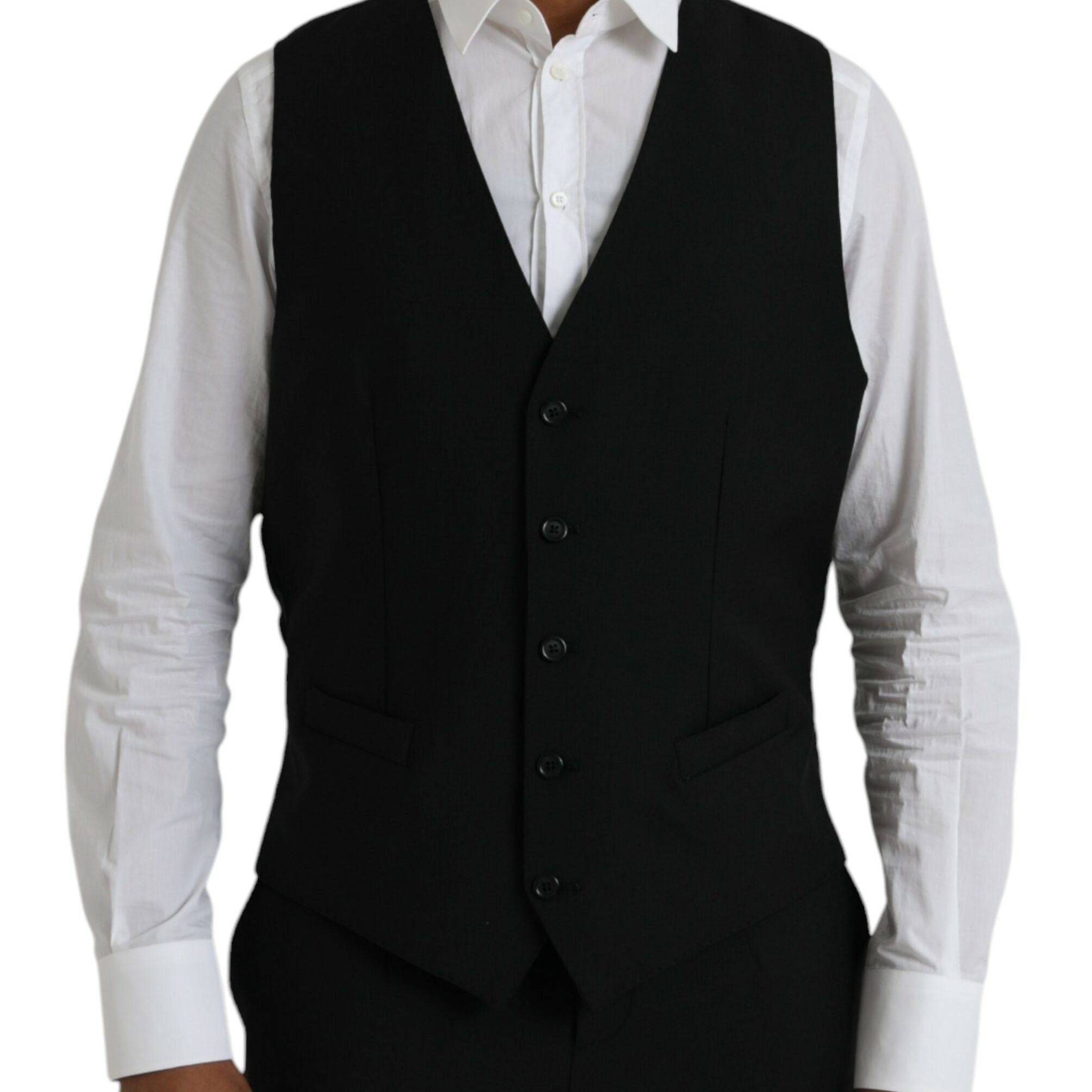 Dolce & Gabbana Black Polyester STAFF Formal 3 Piece Suit