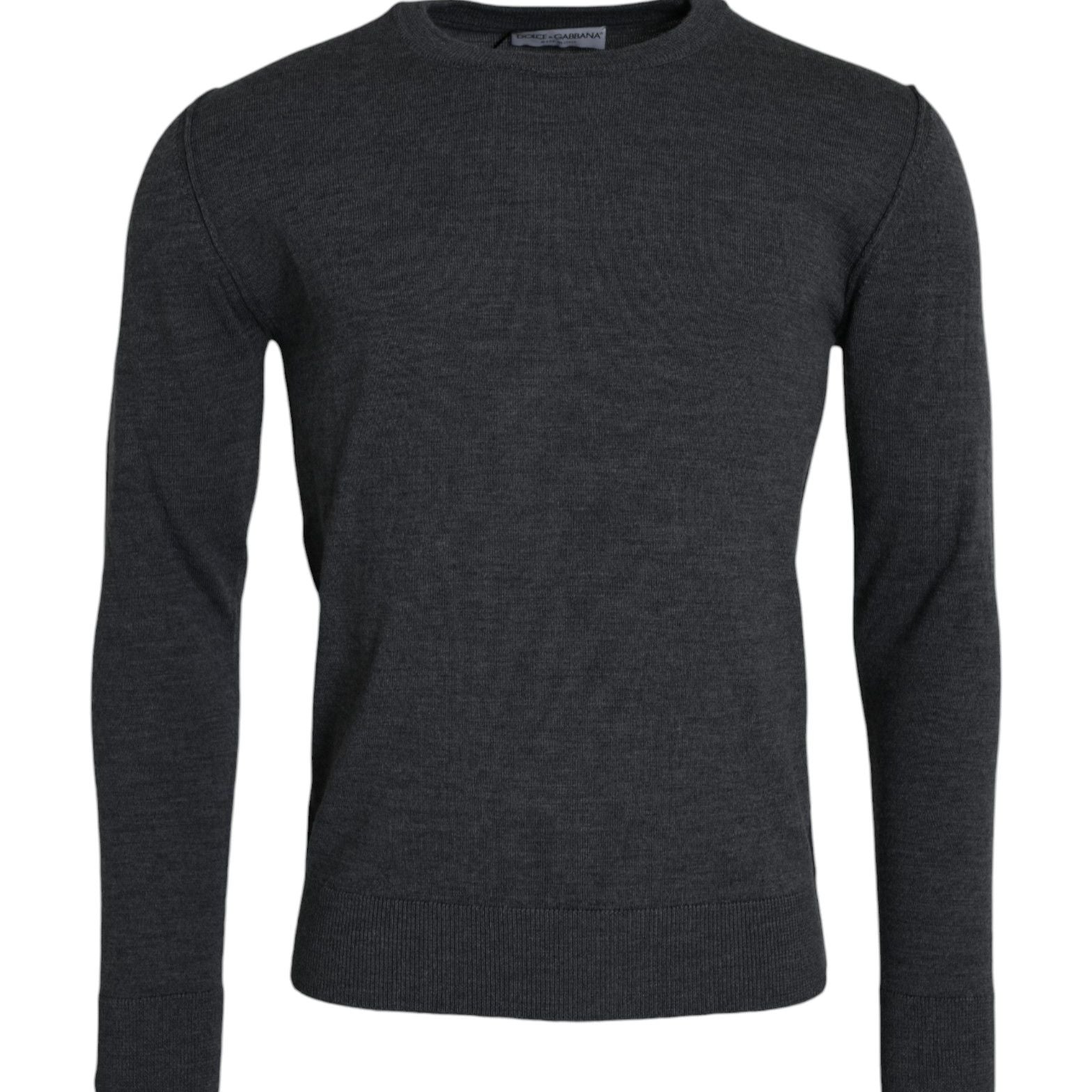 Dolce & Gabbana Dark Gray Wool Crew Neck Pullover Sweater