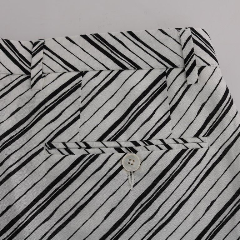 Dolce & Gabbana White Black Striped Casual Shorts