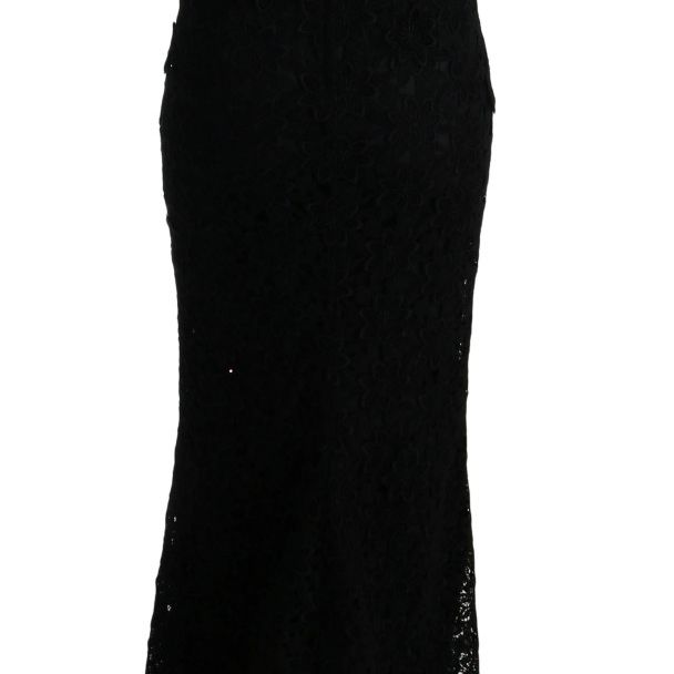 Dolce & Gabbana Black Floral Ricamo Sheath Long Dress