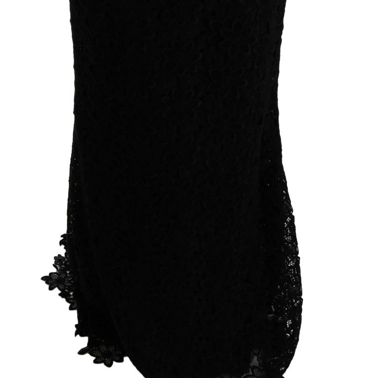 Dolce & Gabbana Black Floral Ricamo Sheath Long Dress