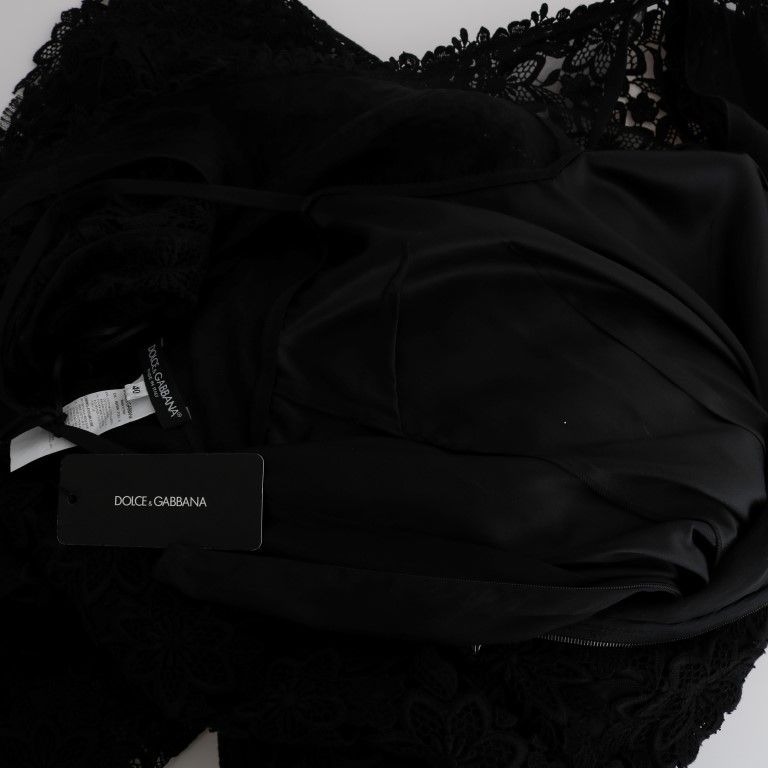 Dolce & Gabbana Black Floral Ricamo Sheath Long Dress