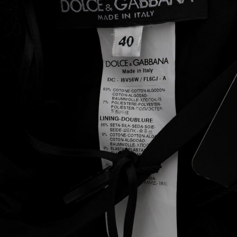 Dolce & Gabbana Black Floral Ricamo Sheath Long Dress