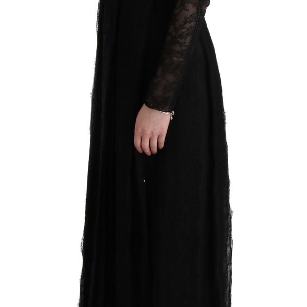 Dolce & Gabbana Black Floral Lace Sheath Silk Dress