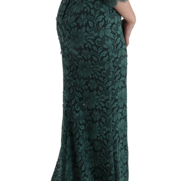 Dolce & Gabbana Green Floral Crystal Ricamo Sheath Dress