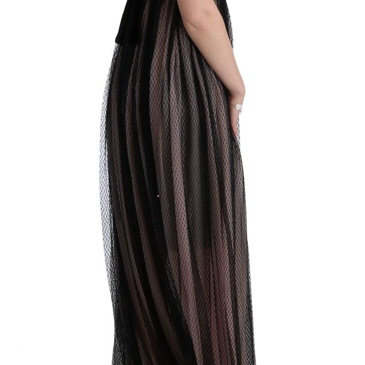 Dolce & Gabbana Black Pink Silk Long Shift Dress