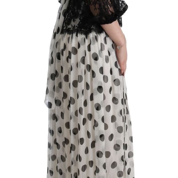 Dolce & Gabbana Black White Polka Dotted Floral Dress