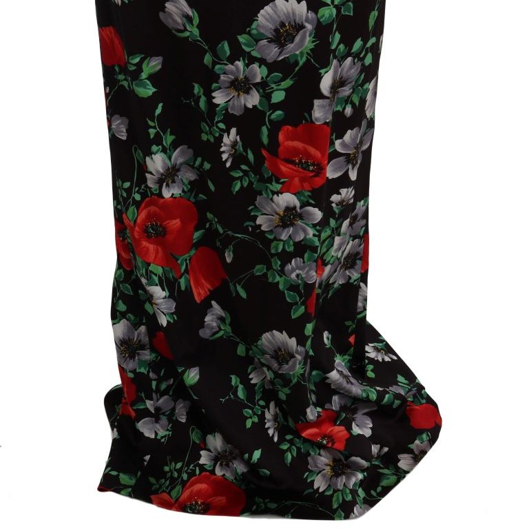 Dolce & Gabbana Multicolor Floral Print Stretch Sheath Long Dress