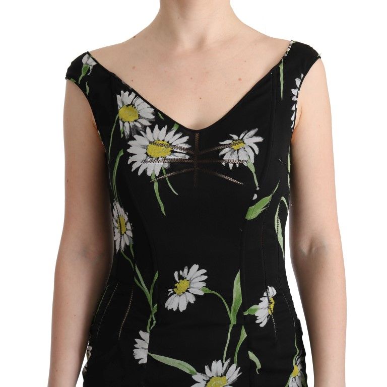 Dolce & Gabbana Sunflower Silk Stretch Sheath Dress