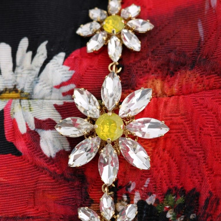 Dolce & Gabbana Multicolor Silk Floral Crystal Long Maxi Dress
