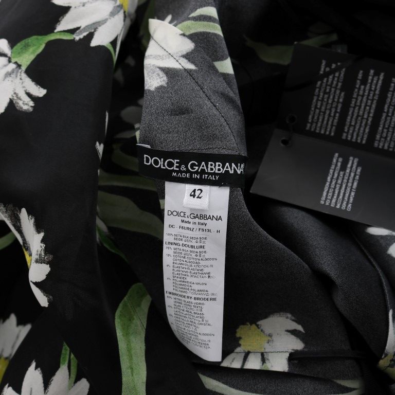 Dolce & Gabbana Multicolor Silk Sunflower Print Long Maxi Dress
