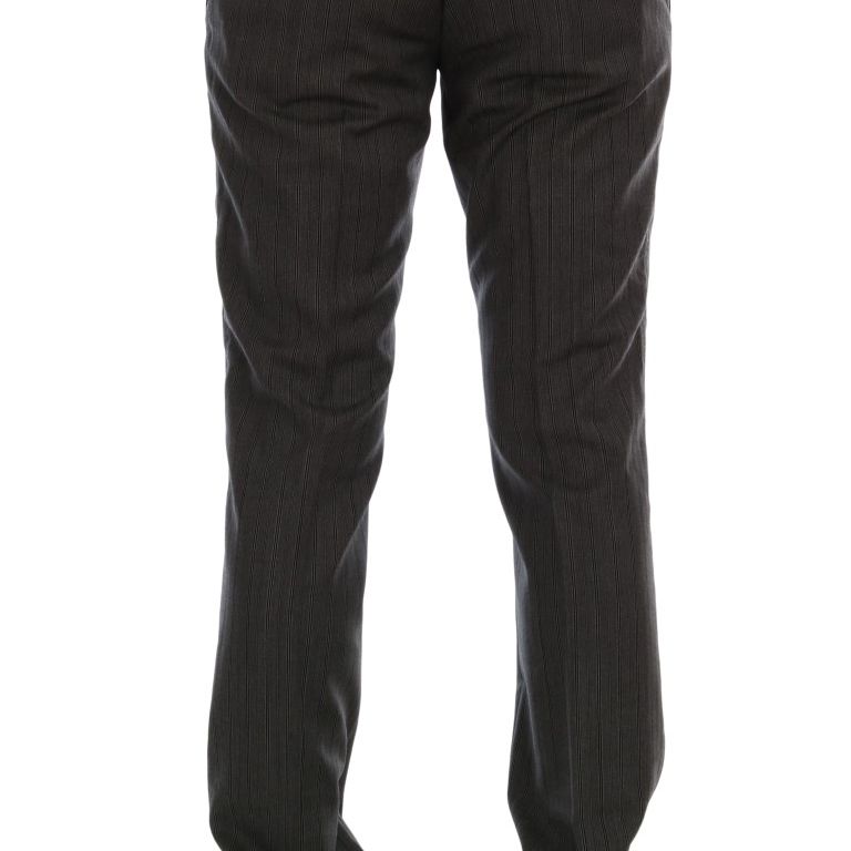 Dolce & Gabbana Gray Wool Striped Formal Pants