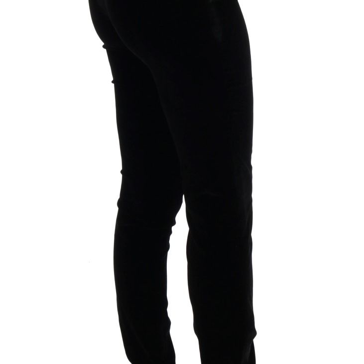 Ermanno Scervino Black Velvet Slim Fit Pants