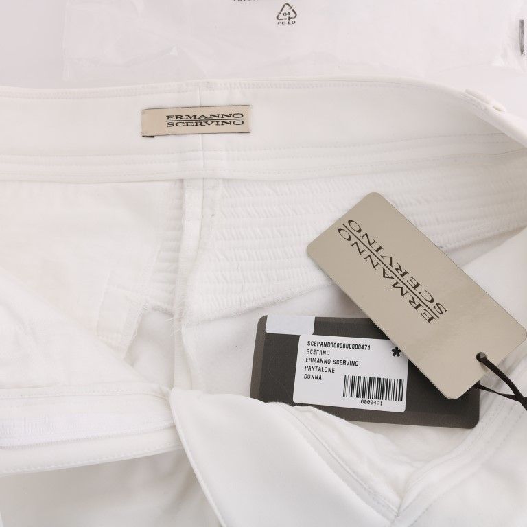Ermanno Scervino White Cotton Slim Fit Casual Pants