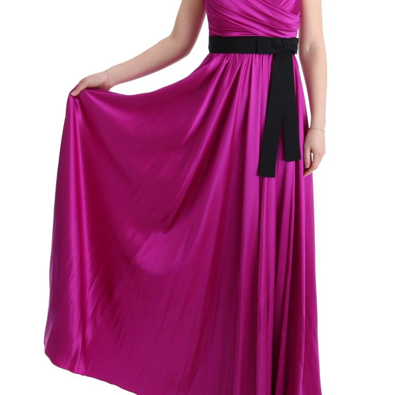 Dolce & Gabbana Pink Silk Stretch Shift Long Dress