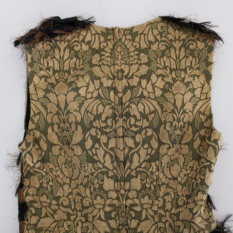 Dolce & Gabbana Black Silk Brown Fringes A-Line Dress