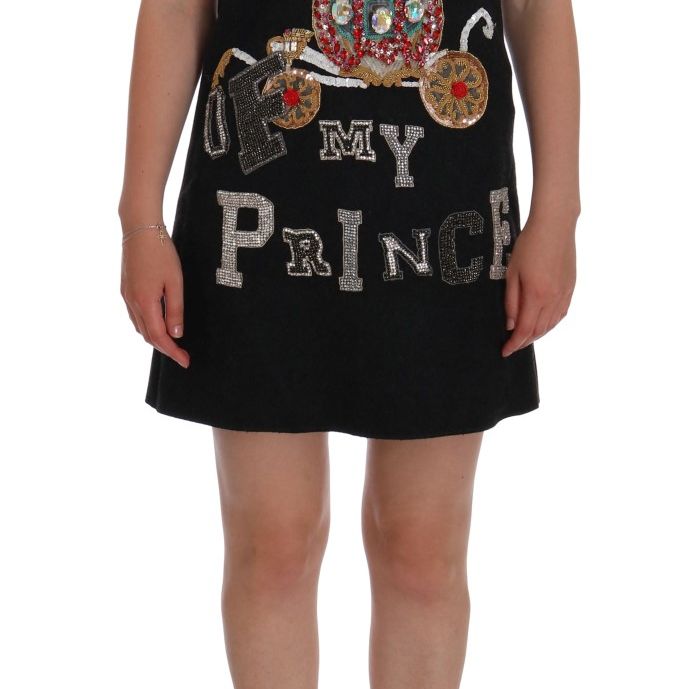 Dolce & Gabbana Gray Crystal "Dreaming of My Prince" Dress