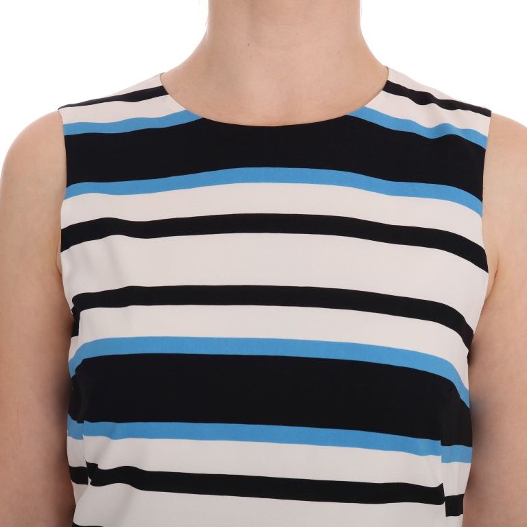 Dolce & Gabbana Blue White Striped Silk Stretch Shift Dress