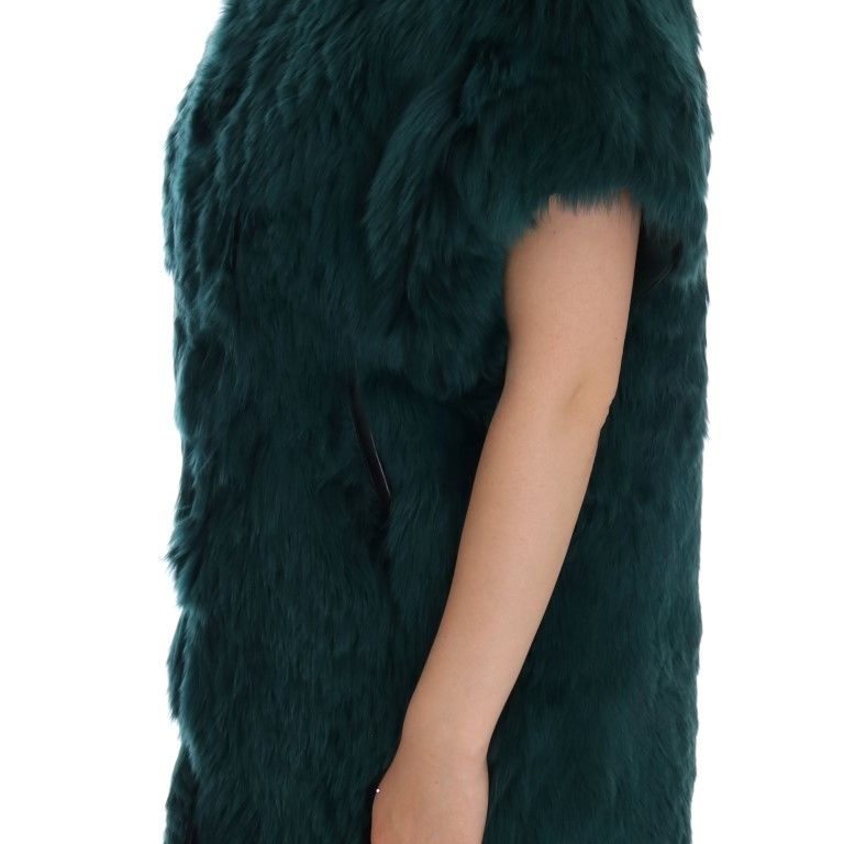 Dolce & Gabbana Green Alpaca Fur Vest Sleeveless Jacket