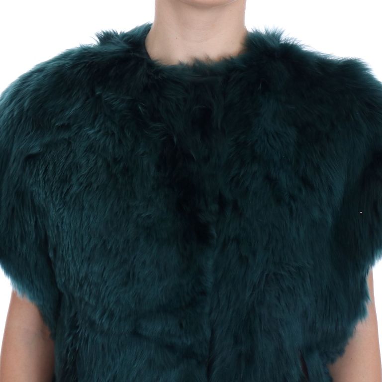 Dolce & Gabbana Green Alpaca Fur Vest Sleeveless Jacket