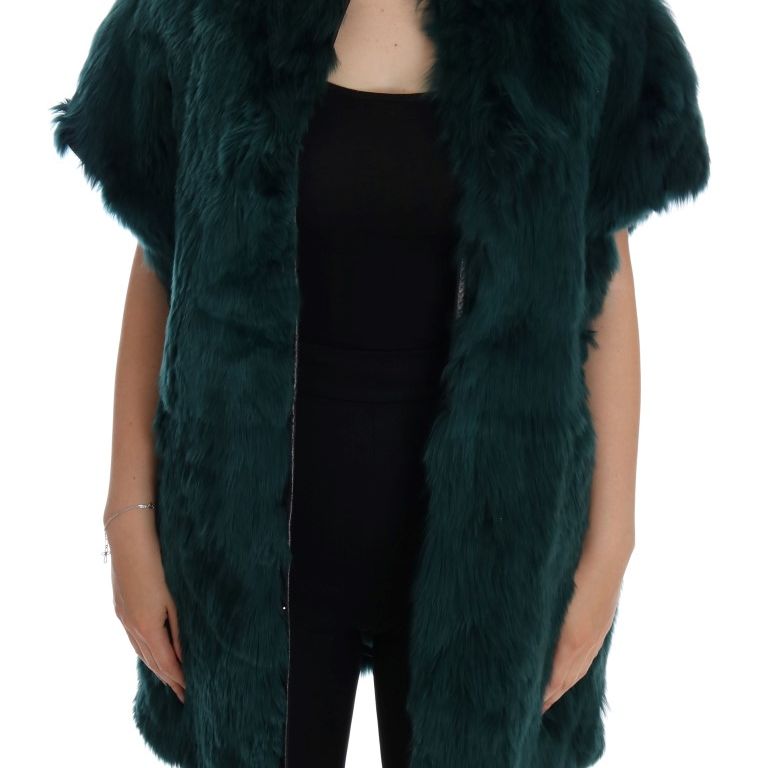 Dolce & Gabbana Green Alpaca Fur Vest Sleeveless Jacket
