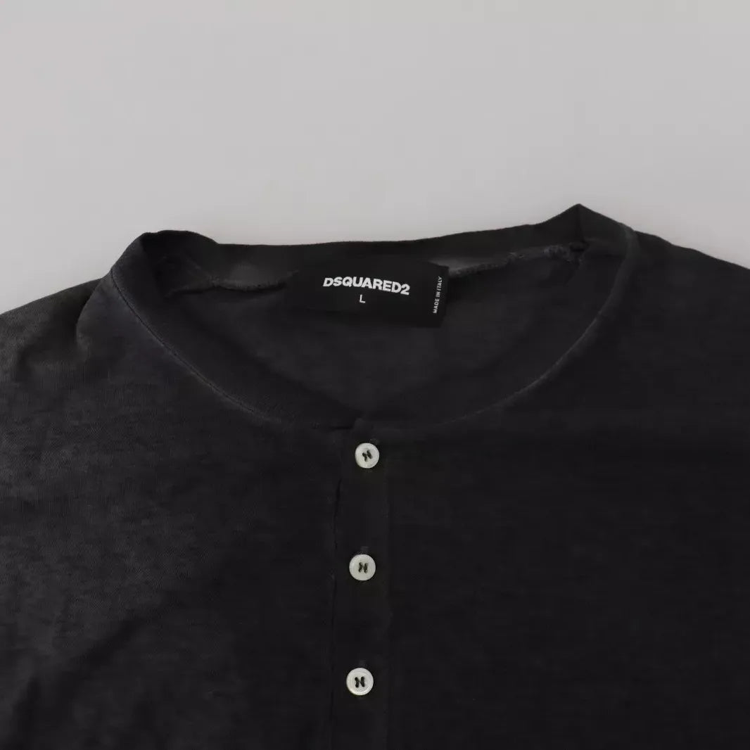 Dsquared² Black Cotton Linen Long Sleeves Pullover Sweater