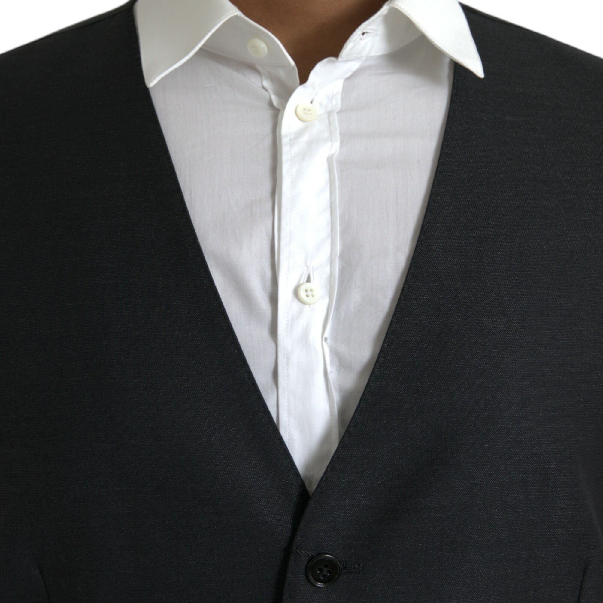 Dolce & Gabbana Black Wool Waistcoat Dress Formal Vest