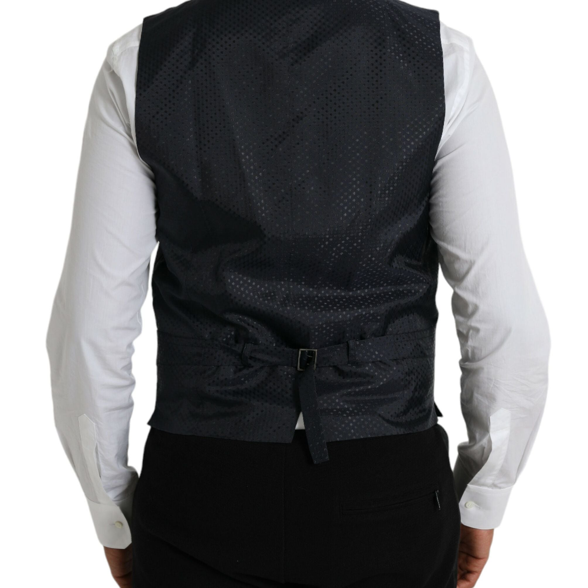 Dolce & Gabbana Black Wool Waistcoat Dress Formal Vest