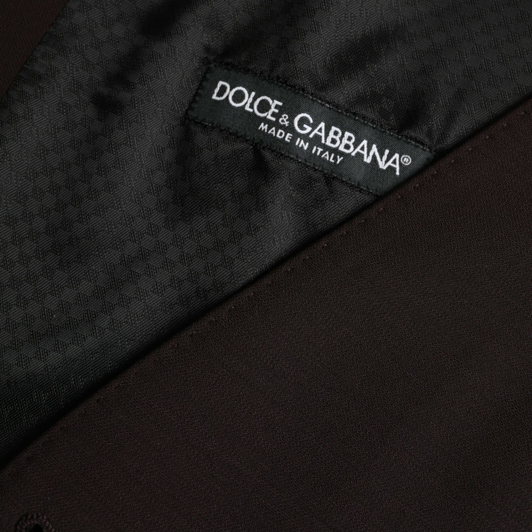 Dolce & Gabbana Brown Wool Waistcoat Dress Formal Vest