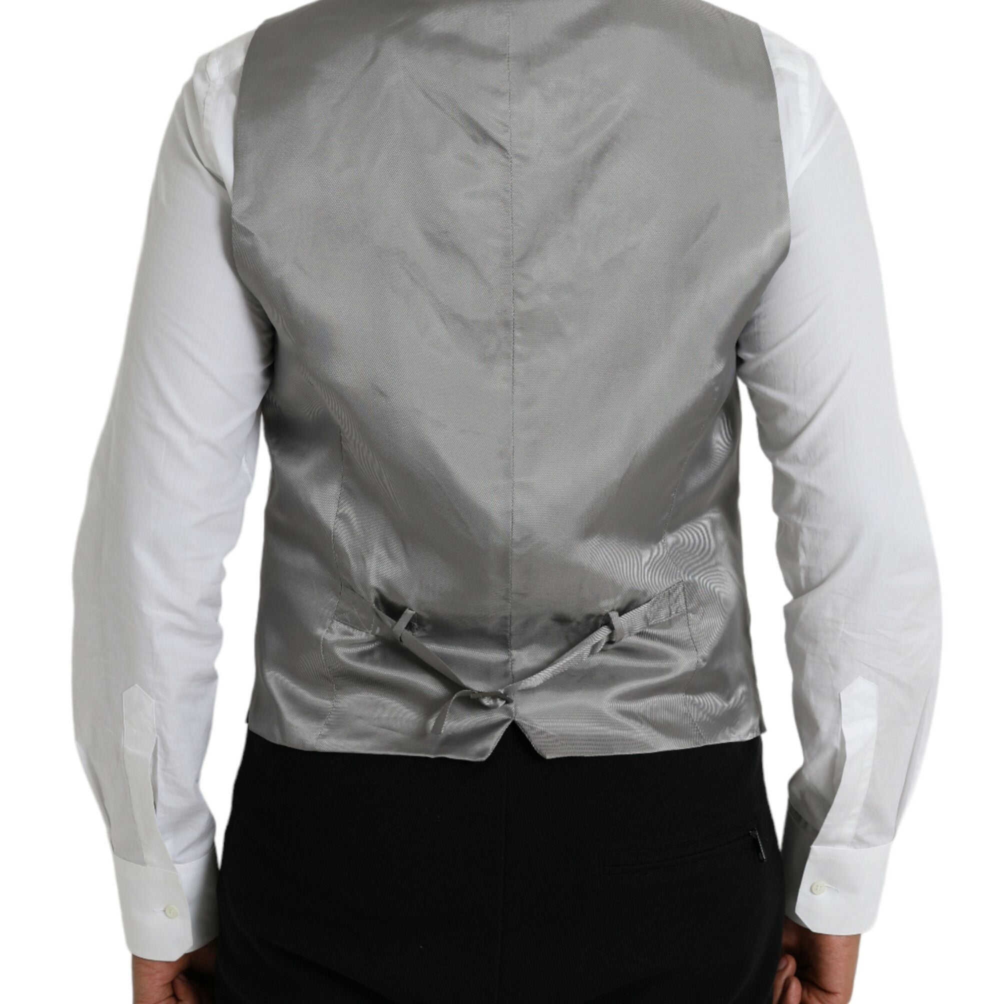 Dolce & Gabbana Light Gray Wool Formal Dress Waistcoat Vest