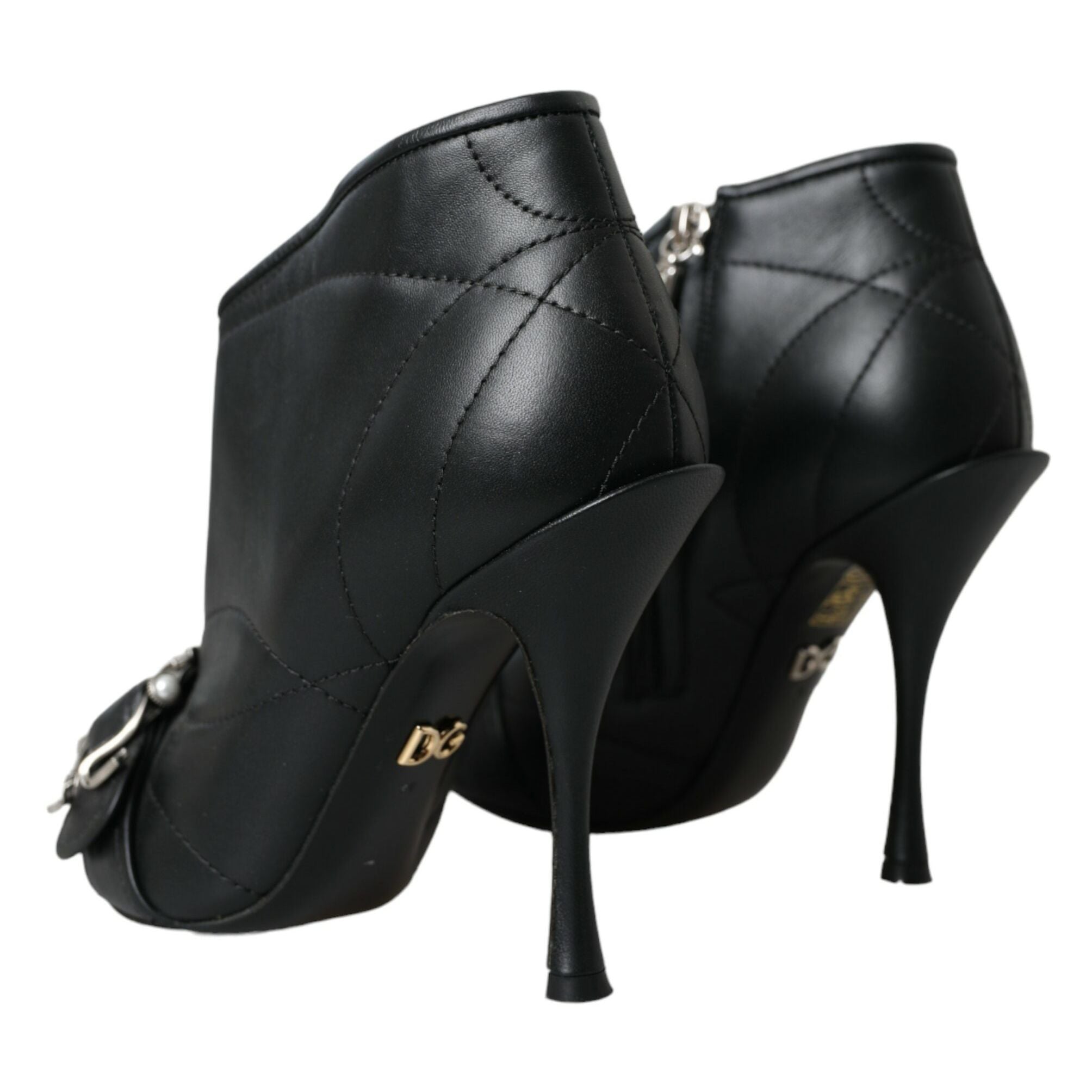Dolce & Gabbana Black Devotion Quilted Buckled Boots Shoes