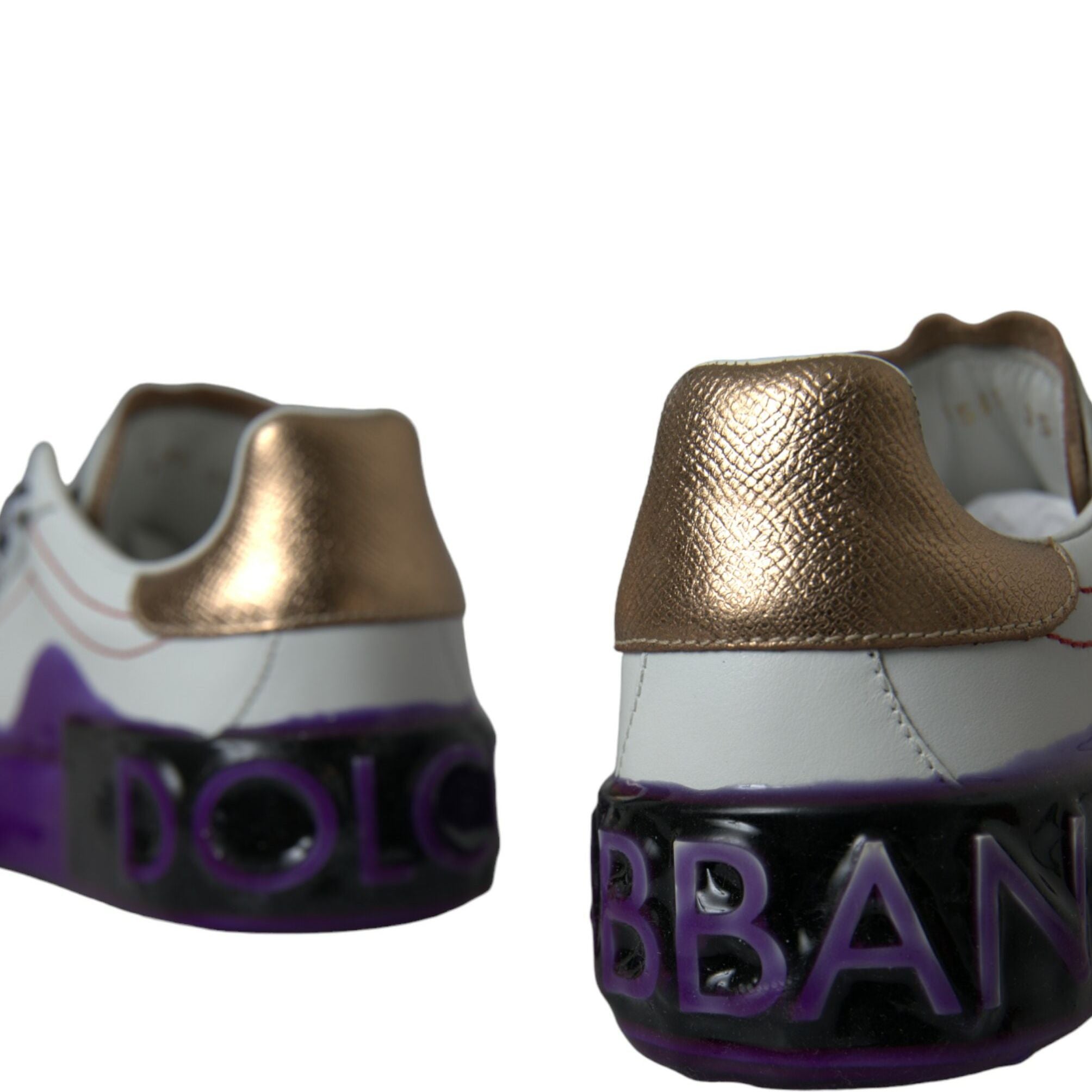 Dolce & Gabbana White Leather Portofino Low Top Sneakers Shoes