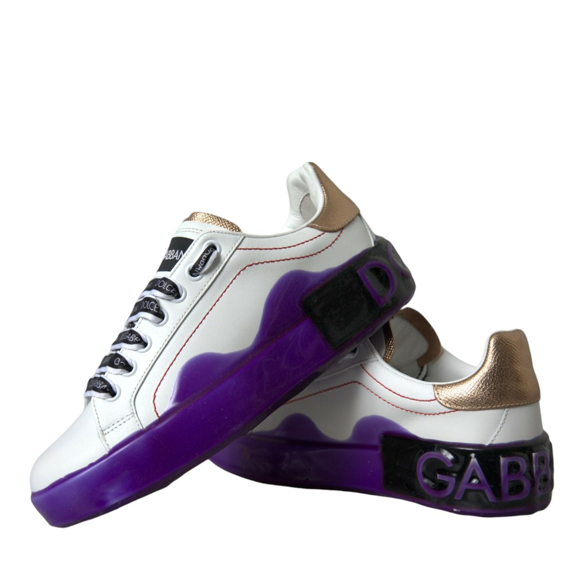 Dolce & Gabbana White Leather Portofino Low Top Sneakers Shoes