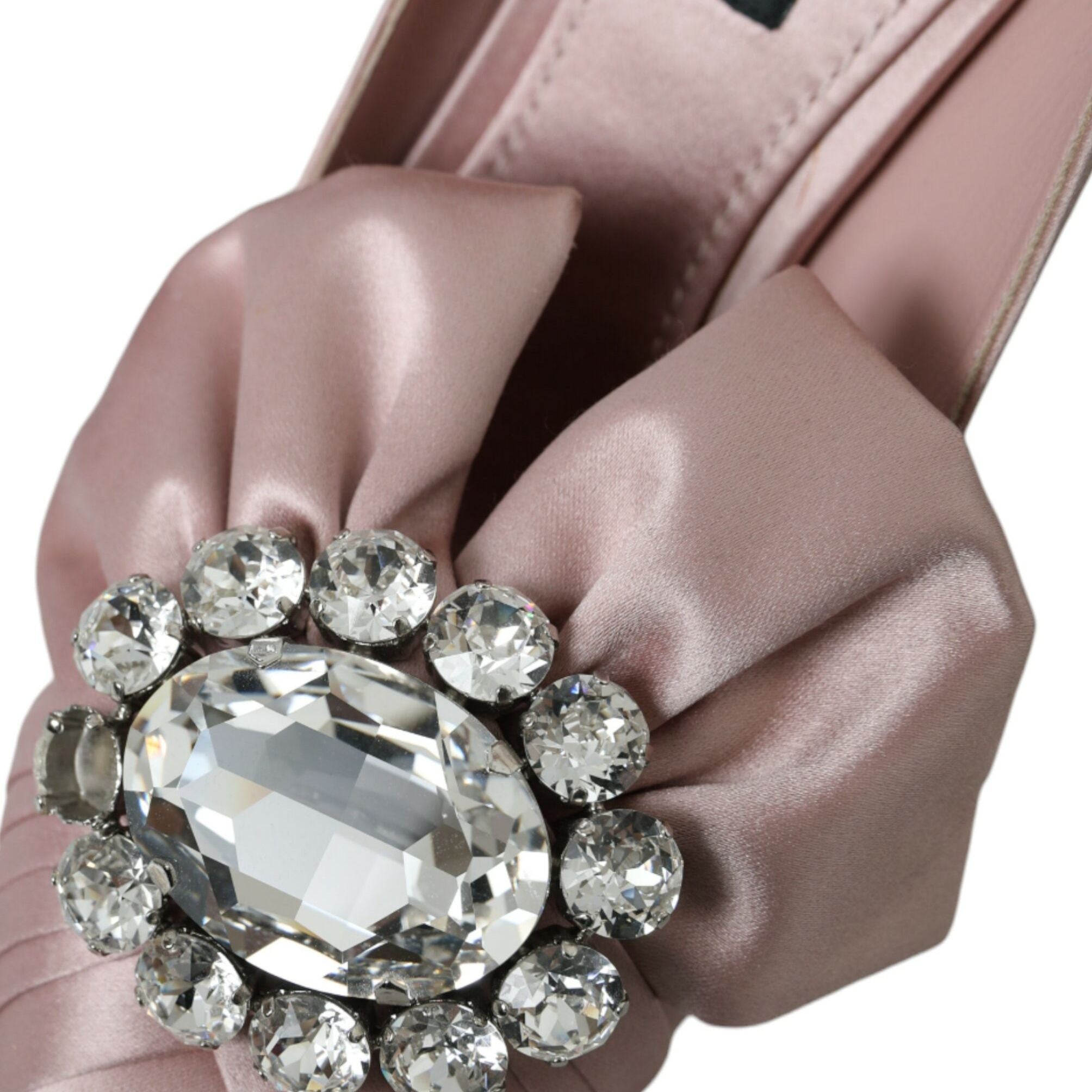 Dolce & Gabbana Pink Satin Crystal High Heels Pumps Shoes